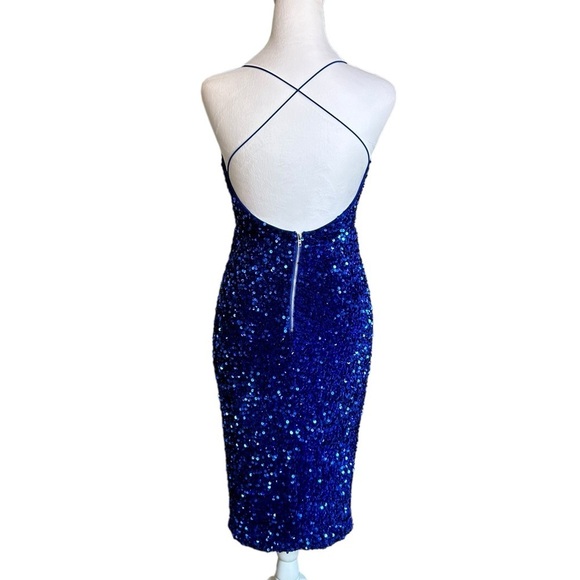 LOVE & LEMONADE Round Neck Strap Sleeveless Slim Fit Sequin Party Dress … - Picture 5 of 17